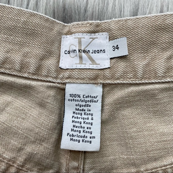 Calvin Klein VTG Beige Bleached Straight Leg Jeans Size 34 - Picture 2 of 9